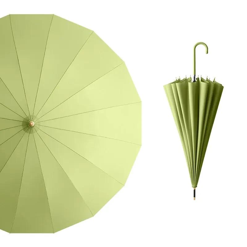 Зонт с длинной ручкой для использования как в солнечную, так и в дождливую погоду, черный клей, большой размер, устойчивый к шторму, 16 косточек, автоматический водонепроницаемый