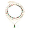 2/3/4pcs/set Santa Rice Beaded Chain Cartoon Cartoon Pendant Choker  Women