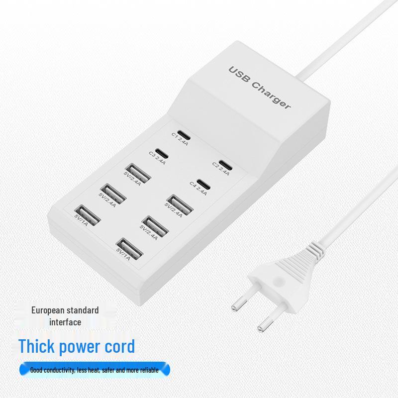 USB-разветвитель с 10 портами для быстрой зарядки, 5V2.4A с PD
