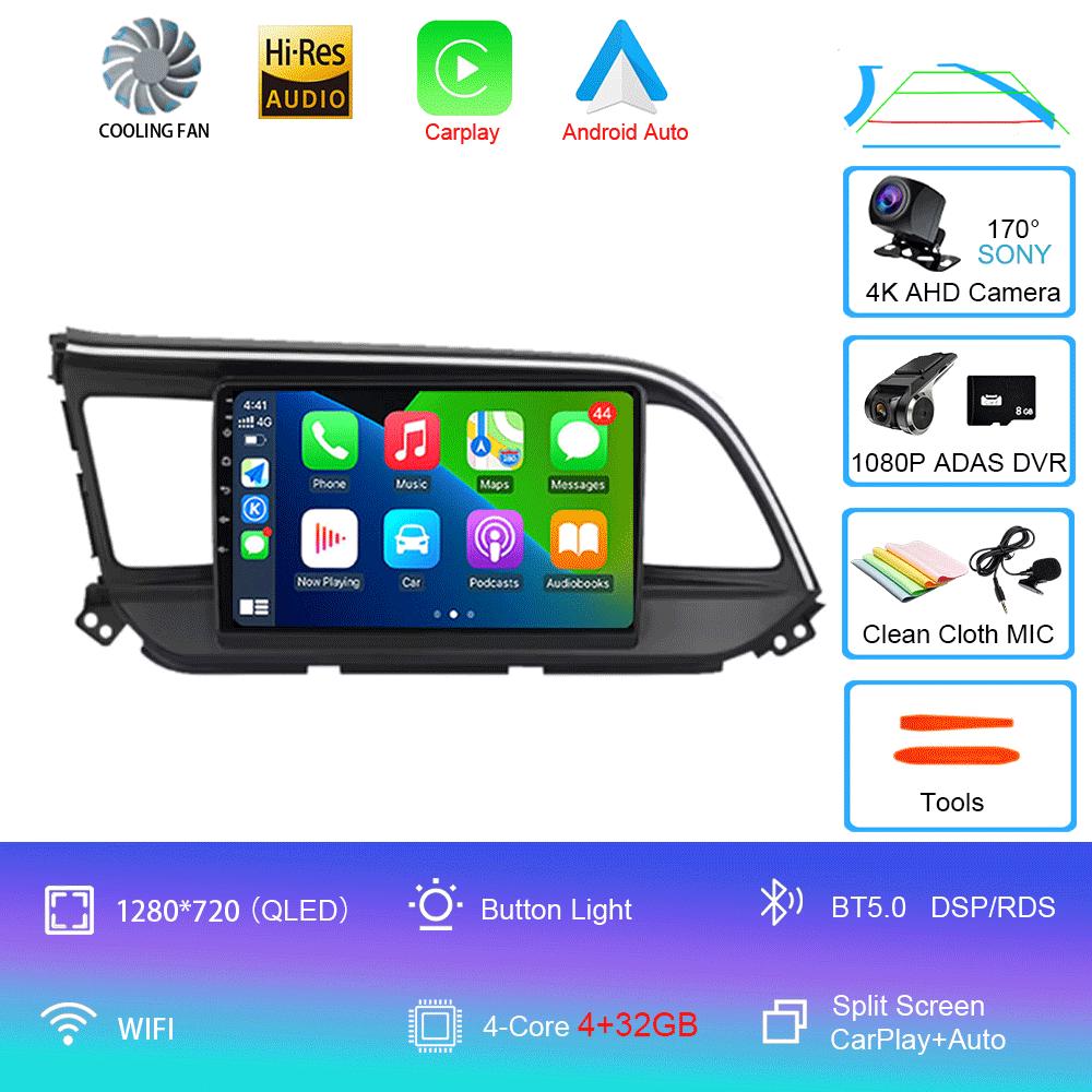 For Hyundai Elantra 6 2019 2020 Car Intelligent System CarPlay DSP Navigation GPS Android 14 All In One MIC 2000*1200P