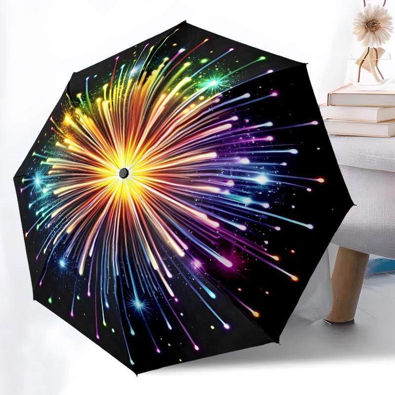 1pc Fireworks Display Automatic Open/Close Umbrella, Compact Travel Umbrella, 8-Rib Sturdy Frame - Ideal Gift for Friends yy251118051