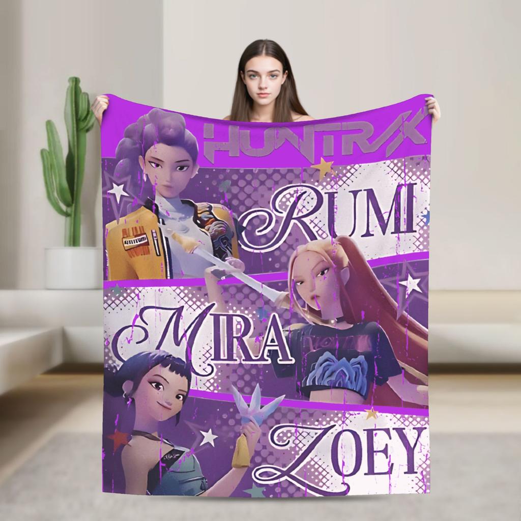 Saja Boys Kpop Hunter Halloween Warm Soft Blankets Camping Plush Throw Blanket Comfortable Home Decor Bedspread Sofa Bed Cover