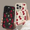 For iPhone 16 Pro 15 14 Plus 13 12 Pro Max 11 Xs Xr 8 7 Cherry Pattern Shockproof Soft Tpu Lens Protection Anti-Fall Matte Phone Case Cover
