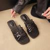Fashion 2025 New Slim Hand-woven Mid-heel Soft-soled Fashion Sandals, Versatile Casual Women's Cool Mop