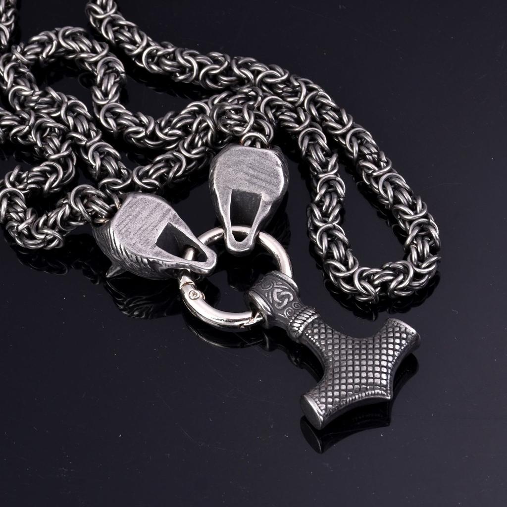 Мужское ожерелье викингов из нержавеющей стали с головой волка Молот Тора кулон ожерелье ювелирные изделия 