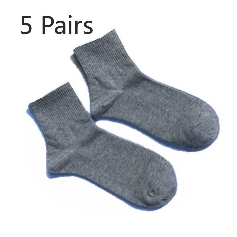 5 Pairs of Tide Solid Colour College Style Sports Mid-calf Cotton Socks Men and Women Couples Short Socks