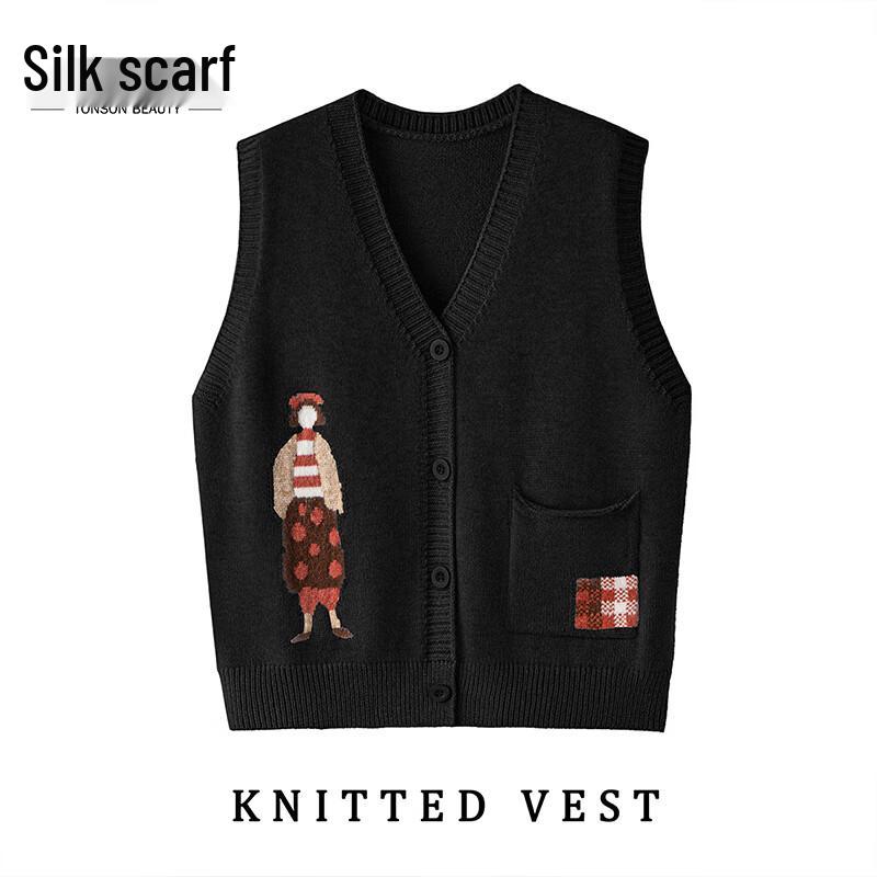 Женский трикотажный жилет с V-образным вырезом свободного кроя