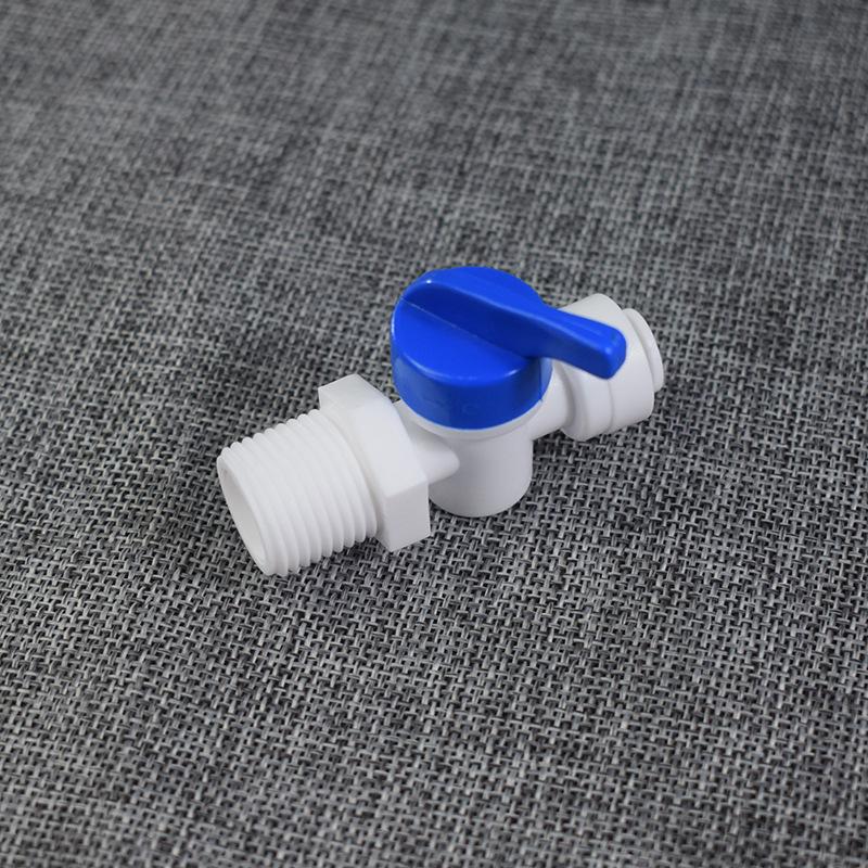 1/2" External Thread Ball Valve with 4-Turns for Water Purifiers, 1/2" to 1/4" Tube, Quick Connect PE Tube Valve.