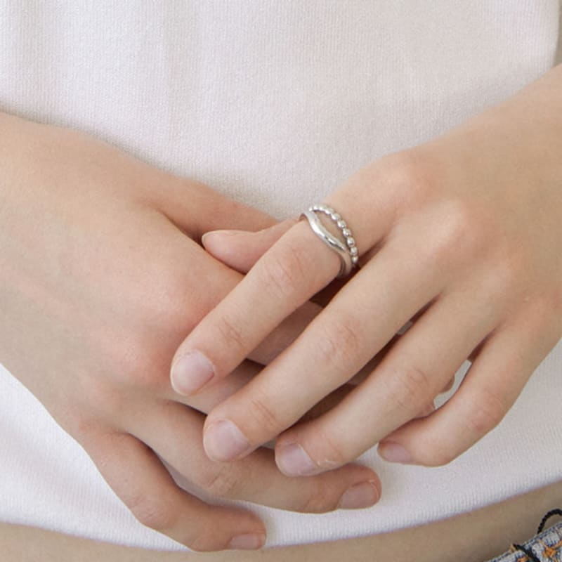 halden beads wave two shape ring (R009_silver)