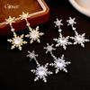 Silver Needle Korean-style Sweet Zircon Snowflake Tassel Earrings, Light Luxury High-end Stud Earrings, Fashionable and Exquisite Personalized