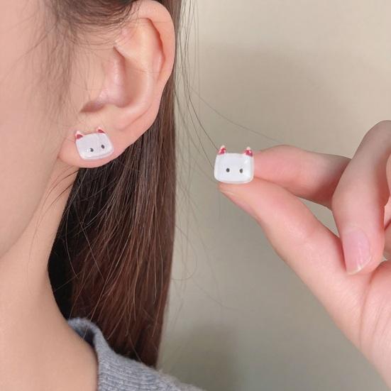 1 пара женских сережек-гвоздиков с имитацией кристалла, градиентного цвета, с дизайном мультяшного кота, серьги-гвоздики, ювелирное изделие, подарок