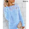 Women Fashion Lace Warm Plus Size Sttiching Tops Plush Pullovers Jumpers Knitted Sweater