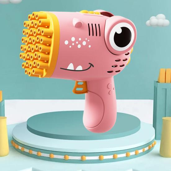 Kids Bubble Machine Easy To Use Bubble Blower Toy Cartoon Dinosaur Design Bubble Obstacle Course Toy Portable Bubble Blower