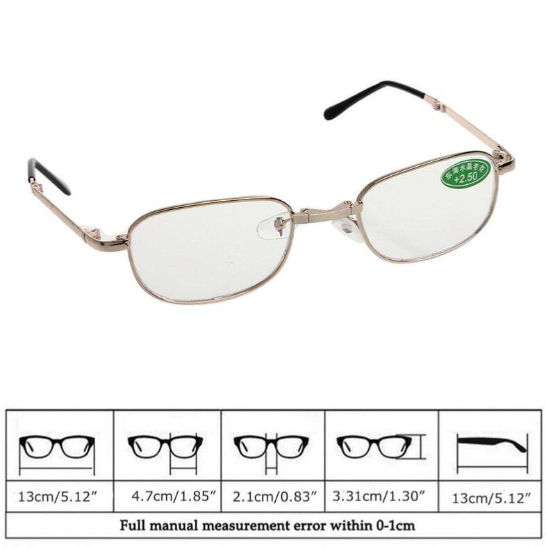 Складной металлический полнокадровый футляр для очков для чтения, очки от +1,00 до +4,00, 1 комплект