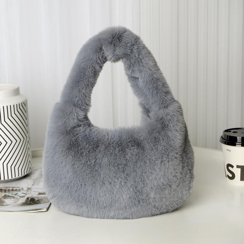 Simple Autumn and Winter Underarm Dumpling Bag Women's Bag Fashion Handbag Messenger Bag Plush Bag