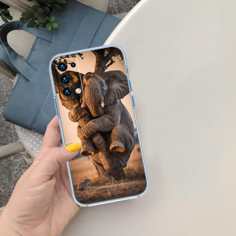 PP2 Animal Elephant Soft Shell Transparent Phone Case for Motorola Moto G7 G8 G9 G84 G85 G73 G24 G15 Z2 Play Power Plus