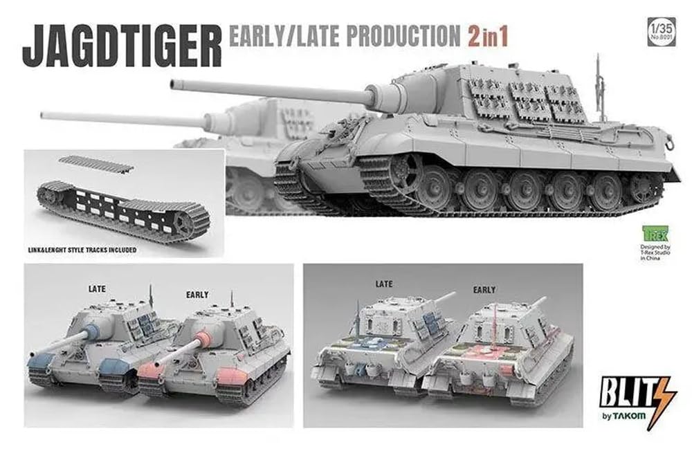 TAKOM Blitz 1/35 Немецкий Jagdtiger Sd.Kfz.186 Ранняя/Поздняя Модель 2-в-1 (Марка) Пластиковый моделистский набор TKOB8001