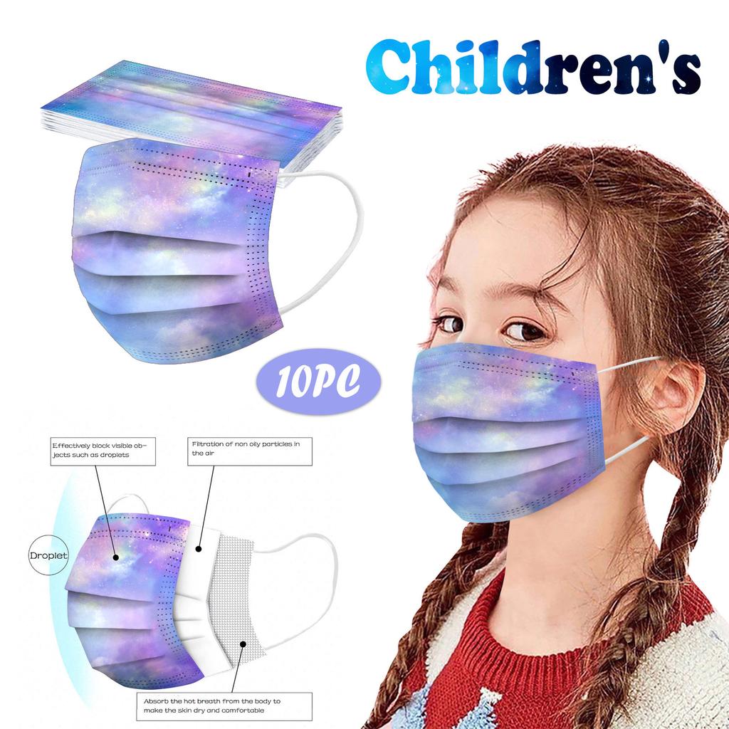 Children's Disposable Tie-dye Starry-sky Printed Mask Disposable Face Mask Ear Loop Mask 10PCS