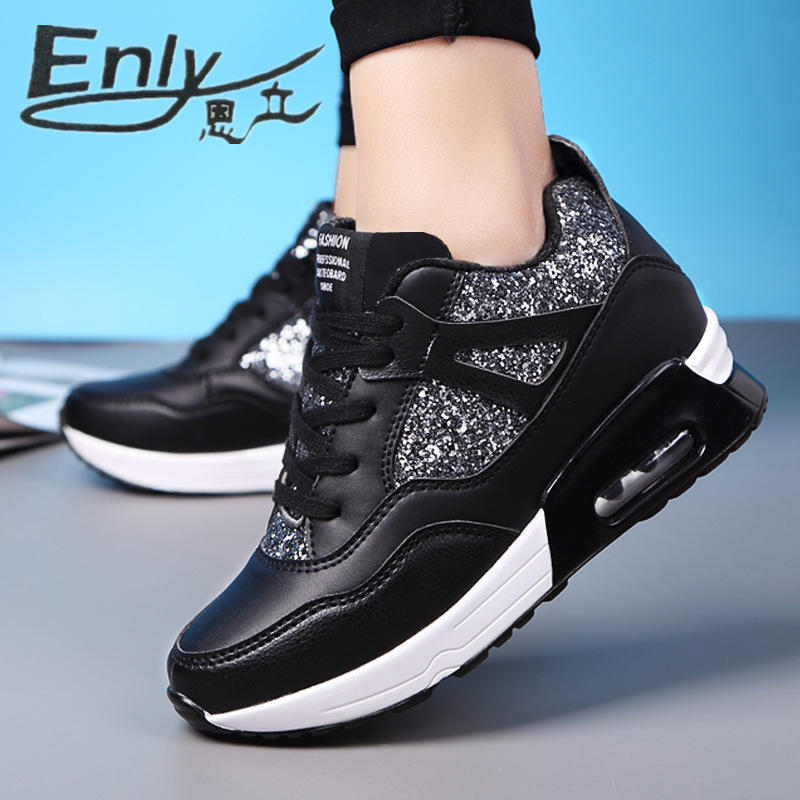 New 2025 height-increasing women's shoes Korean version lace-up air cushion running shoes women's sports shoes women's shoes