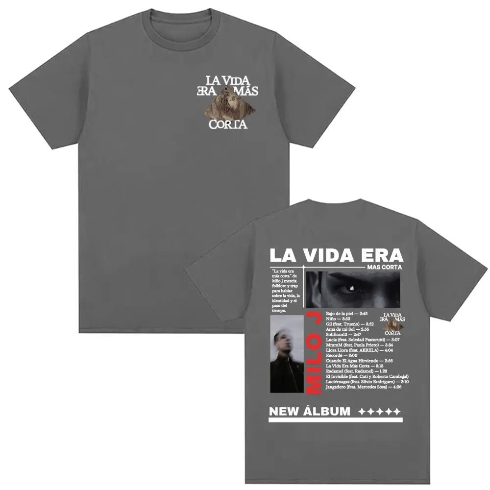 Rapper Milo J La Vida Era Mas Corta New Album Tour Graphic Tee Shirt Unisex Women Harajuku Hip Hop Short Sleeve Tshirts Streetwear