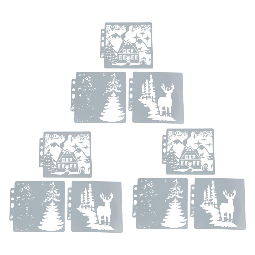 9 шт. Рождественские трафареты для самостоятельного изготовления безопасных милых узоров, полых шаблонов для скрапбукинга, бумажных поделок