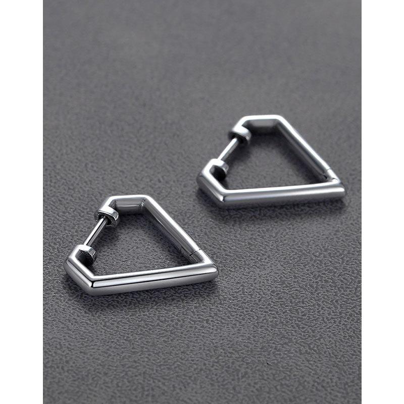 Smooth Diamond-shaped Metal Earrings, Retro Niche Design, Trendy Fashion, Men's and Women's Ear Buckles.