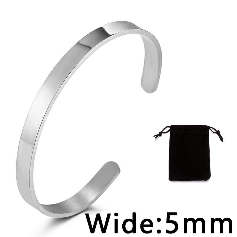 Stainless Steel Pearsonalized Bracelet Name Character Letter Engraved Custom Cuff Bangle Women Men Fashion Jewelry Dropshipping