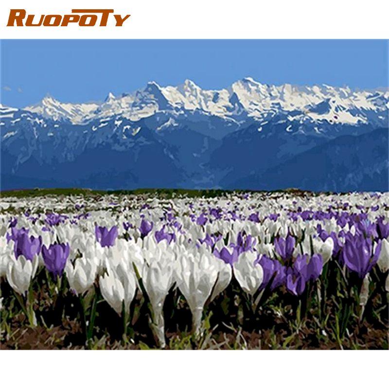 RUOPOTY Безрамная картина «сделай сам» по номерам, акриловая настенная живопись, пейзаж, холст, современная картина маслом 40x50 см