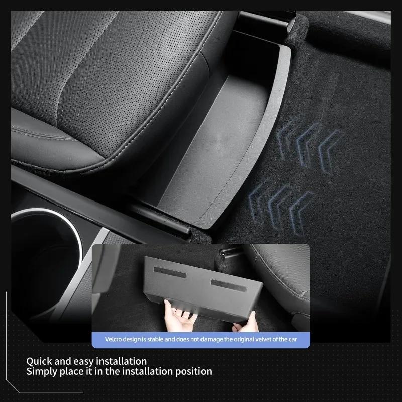 Front Seats Under Seat Drawer TPE Storage Box Car Seat Storage Organizer for Tesla Model Y Juniper 2025 Interior Accessories