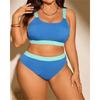 2025 Solid Patchwork Two Piece Plus Size Bikini Women High Waist Large Swimsuit Lady Chubby Swimwear Beach Curvy Bathing Suit