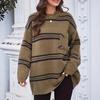 Women's Casual Stripe Knit Pullover with Pockets