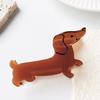 2026 New Cute Dachshund Dog Hair Claw Clip Retro Leopard Print Solid Brown Acrylic Shark Clip Funny Animal Hair Accessory For Wo