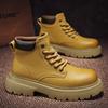 Мужские ботинки Мартин на толстой подошве, большие желтые ботинки, зима 2025, новая модная обувь, на легкой подошве, в стиле ретро, на толстой подошве, увеличивающие рост, повседневная мужская обувь