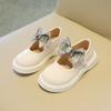 2024 Детские кожаные туфли для девочек Осень Новая мода Корейский стиль Мягкая подошва Нескользящие Туфли принцессы с бантом Шикарные праздничные туфли