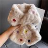 Soft Scarf Winter Female Cute Lazy Rabbit Hair Warm Plush Cross Colored Button Scarf