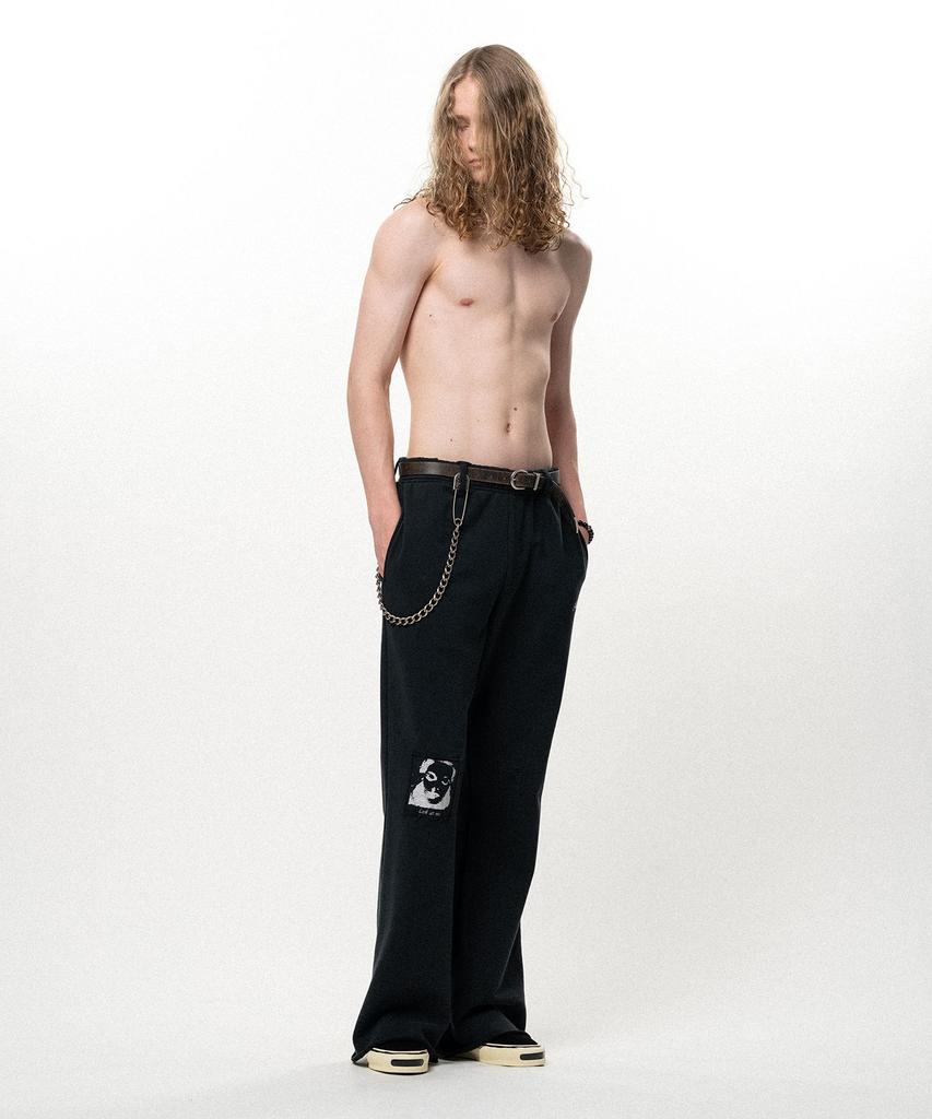 KAMIYA Girl Patch Bootcut Sweat Pants - Black