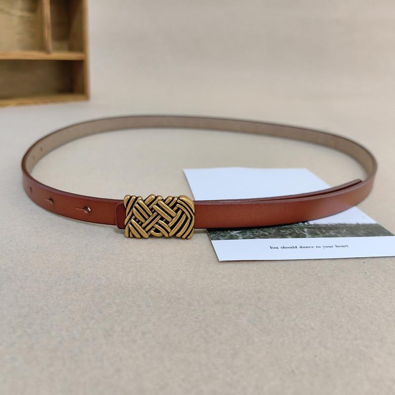 Womens Leather Belt With Classic Silver Buckle For Daily Office Gift Attire