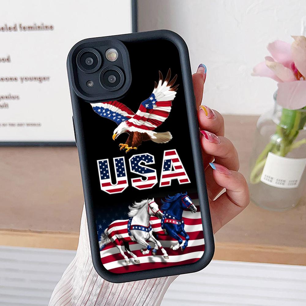 США Флаг Америки Утолщенный ТПУ Чехол для Мобильного Телефона для iPhone 17 16 15 14 13 12 11 Air Pro Max Plus Цветной Чехол