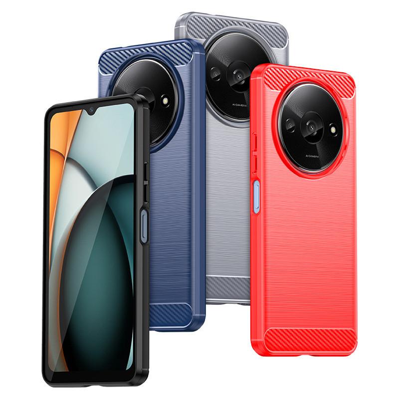 Защитный чехол для мобильного телефона Redmi A3 с текстурой шлифованного карбонового волокна
