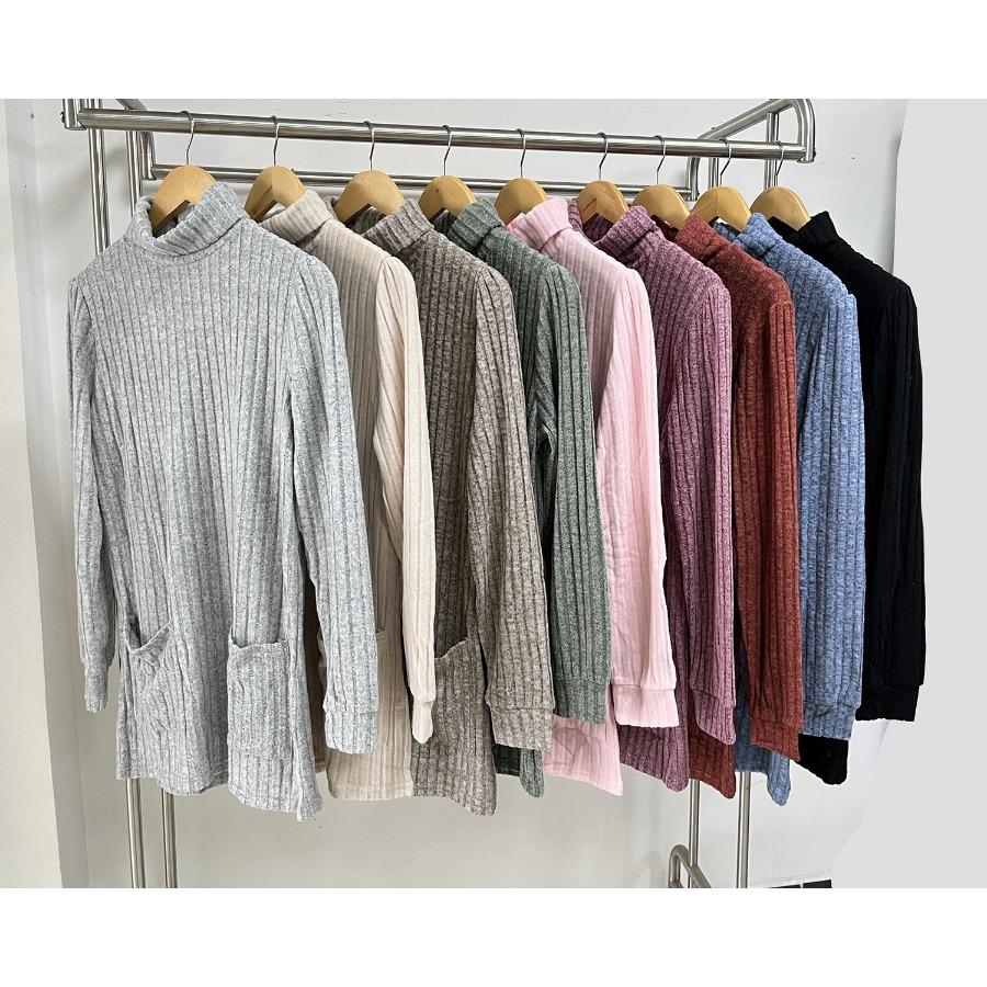 Autumn Winter Mid-Length Pullover Long Sleeves Thick Warm Knitwear Hoodie Casual Solid Color Half High Collar Loose Pocket Sweatshirt