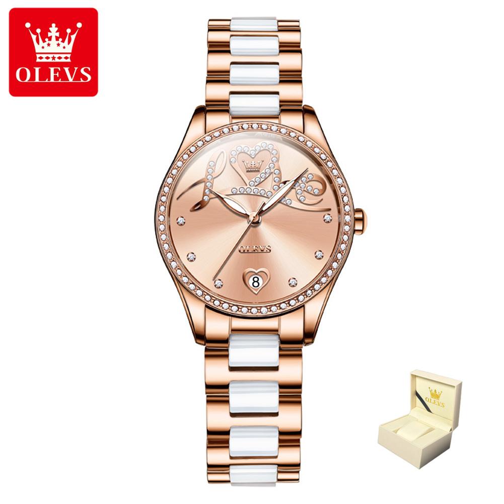 OLEVS Новые лучшие женские часы Love Diamond Dial, женские часы, полностью автоматические роботизированные часы