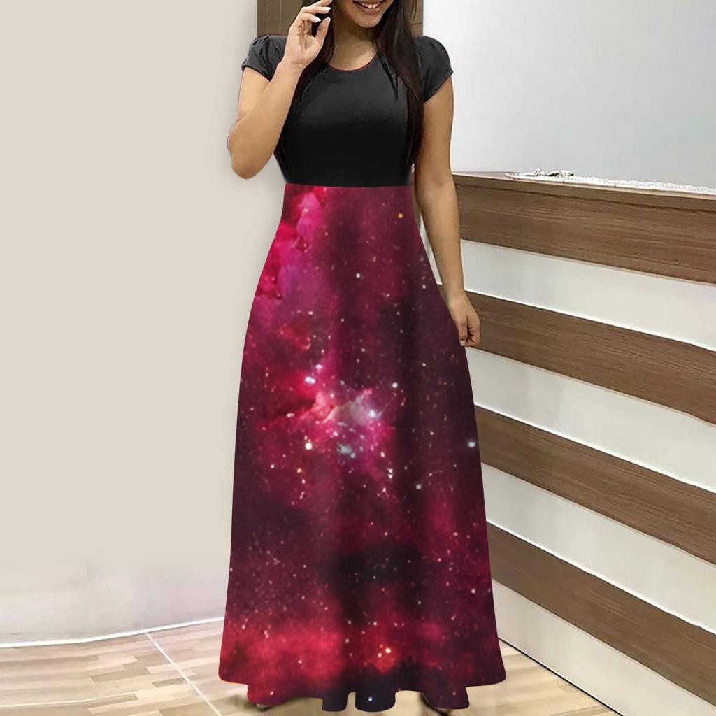 Женские модные повседневные свободные платья с круглым вырезом и коротким рукавом