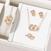 5 Piece Set Fashionable Elegant Gold Rhinestone Heart Shaped Decorative Zircon Earrings Necklaces Bracelets Ring Combinations