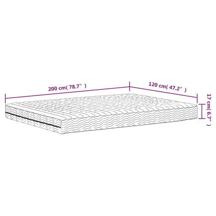 VidaXL Matelas en mousse blanc 120x200 cm dureté H2 H3,matelas de lit,matelas de lit de jour,matelas en mousse pour lit 356343