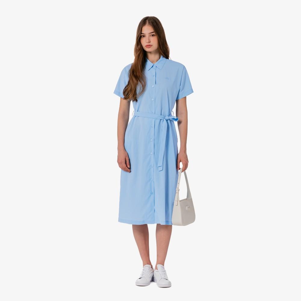 [Lacoste] Women's Belted Short-Sleeve Shirt Dress EF306E-56GAEY