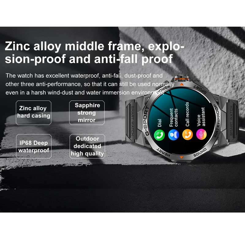 AMOLED Смарт-часы Мужские Спорт на открытом воздухе Фитнес K62 400 мАч Голосовой помощник Циферблат Звонок по Bluetooth Музыка Пульс Смарт-часы