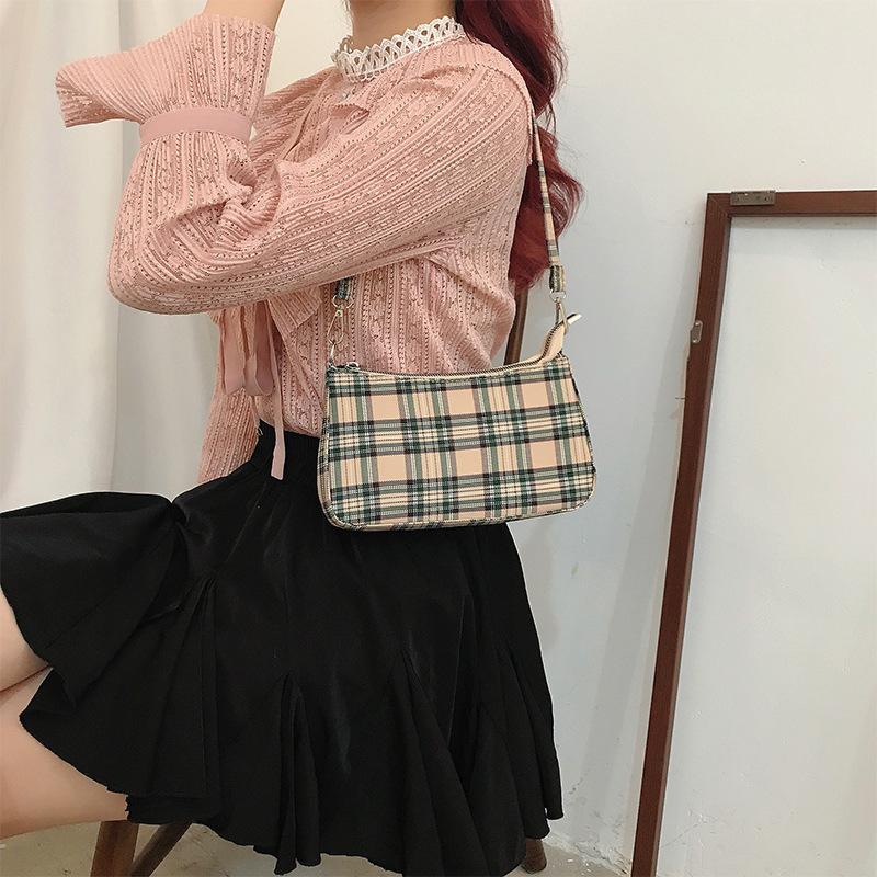 Летняя простая и модная оранжевая клетчатая сумка в том же стиле, сумка-полумесяц, сумка через плечо под мышкой