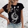 Женские футболки с 3D-принтом в виде мультяшного кота, милого животного, футболка Harajuku, повседневная футболка с коротким рукавом, O-образный вырез, женская одежда больших размеров