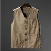 Мужской свободный хлопковый жилет с v-образным вырезом, повседневный кардиган для рыбалки среднего и пожилого возраста, рабочая униформа-бретелька, свободный топ