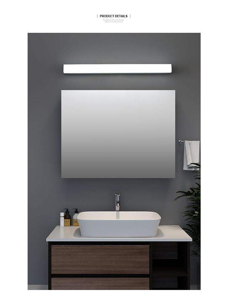 LED Waterproof Anti-Fog Bathroom Mirror Light - Modern, Punch-Free, Long Strip Design for Makeup Mirror or Cabinet Lighting